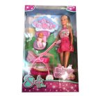 Steffi Love - Steffi baba rózsaszín babakocsival