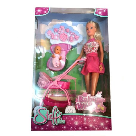 Steffi Love - Steffi baba rózsaszín babakocsival