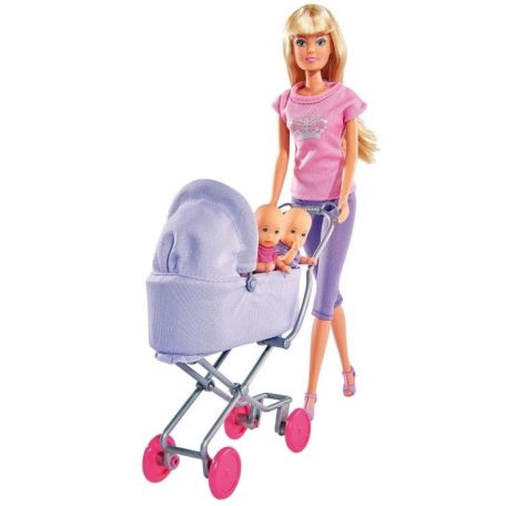 Steffi Love - Sunshine ikrek lila babakocsival játékszett