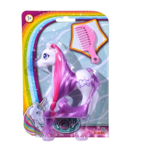 Sweet Pony fehér póni játékfigura lila-pink sörénnyel