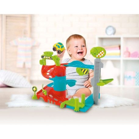 Baby Clementoni 17482 Fun Garage - Garázs pályaszett bukfencező autóval