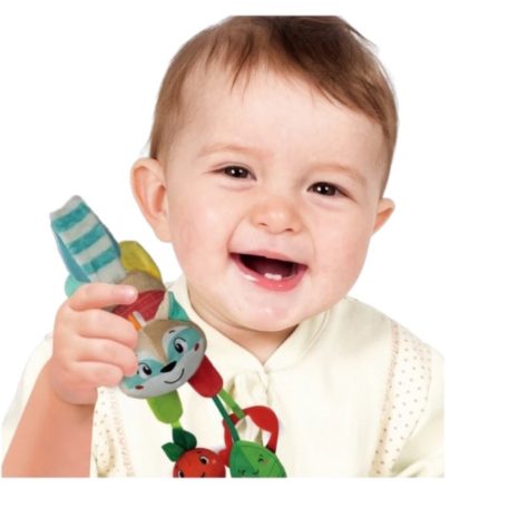 Baby Clementoni 17827 Felakasztható plüss mosómedve csörgővel és rágókával