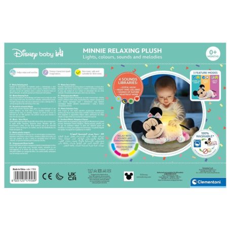 Clementoni 17958 Disney Baby Alvó Minnie egér interaktív plüss játék fénnyel és zenével
