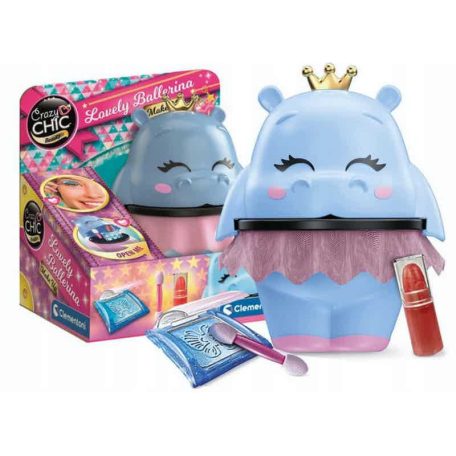 Crazy Chic 18114 Ballerina Collection - Sminkkészlet Víziló alakú kozmetikai tároló dobozban