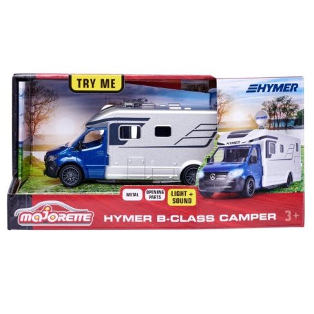Majorette City Set - Mercedes Hymer B-osztályú kemping autó fénnyel és hanggal (19 cm)