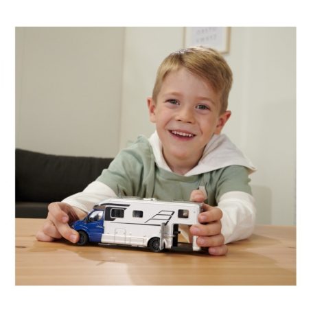 Majorette City Set - Mercedes Hymer B-osztályú kemping autó fénnyel és hanggal (19 cm)