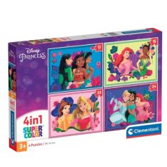   Clementoni 21517 Super Color 4 az 1-ben puzzle - Disney hercegnők (12, 16, 20 és 24 db)