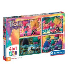   Clementoni 21527 Super Color 4 az 1-ben puzzle - Trollok (12, 16, 20 és 24 db)