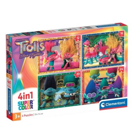 Clementoni 21527 Super Color 4 az 1-ben puzzle - Trollok (12, 16, 20 és 24 db)