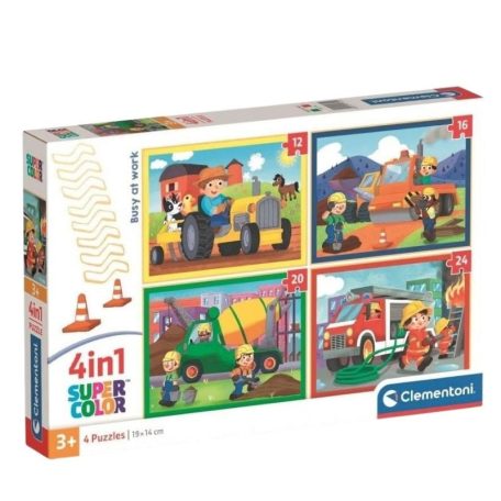 Clementoni 21741 Super Color 4 az 1-ben puzzle - Munkagépek (12, 16, 20 és 24 db)
