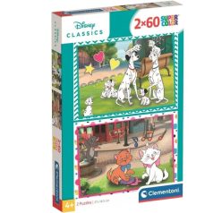   Clementoni 24836 Super Color puzzle - Disney klasszikusok: 101 kiskutya és Macskarisztokraták (2x60 db)