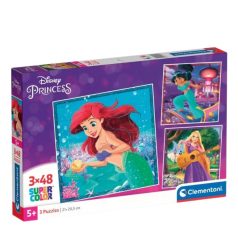   Clementoni 25304 Super Color 3 az 1-ben puzzle - Disney Hercegnők: Ariel, Jázmin és Aranyhaj (3x48 db)