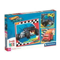   Clementoni 25313 Super Color 3 az 1-ben puzzle - Hot Wheels: Adj gázt! (3 x 48 db)