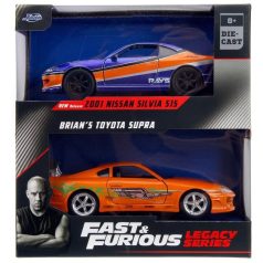   Jada Fast & Furious Legacy Series Twin Pack 1:32 kisautók - Nissan Silvia S15 és Brian's Toyota Supra duplacsomag
