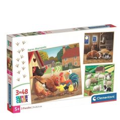   Clementoni 25791 Super Color négyzetes puzzle - Tanyasi pillanatok (3x48 db)