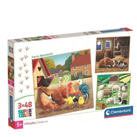 Clementoni 25791 Super Color négyzetes puzzle - Tanyasi pillanatok (3x48 db)