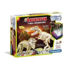   Clementoni 50195 Tudomány és játék Archeofun - Világító T-Rex és Triceratops