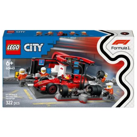 LEGO City Forma 1 60443 F1-es boxutca és személyzet, Ferrari autóval