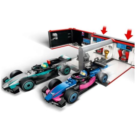 LEGO City Forma 1 60444 F1-es garázs, Mercedes-AMG és Alpine autók