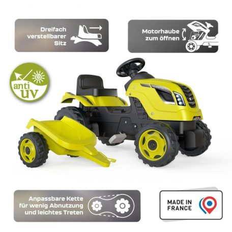 Smoby 710130 XL traktor utánfutóval - Zöld színű