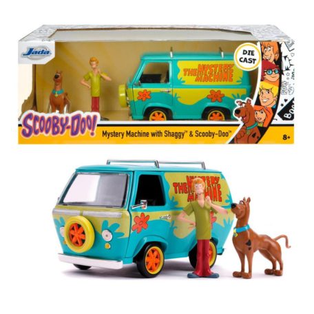 Jada Toys Scooby-Doo modellautó figurákkal - Mystery Van rejtély-járgány Bozonttal és Scooby-Doo-val (1:24)