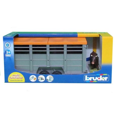 Bruder 02227 Állatszállító pótkocsi tehén figurával