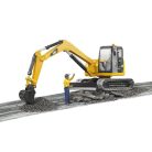 Bruder 02466 CAT mini exkavátor munkással
