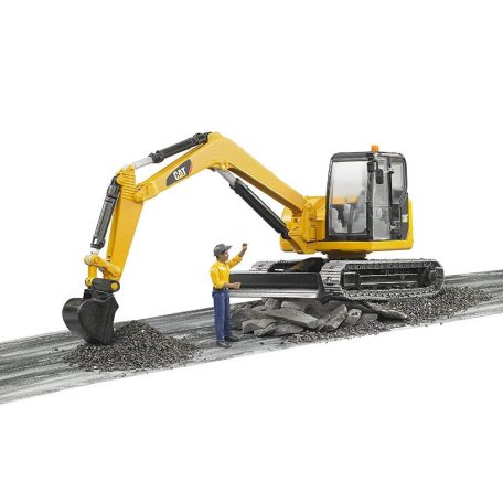 Bruder 02466 CAT mini exkavátor munkással