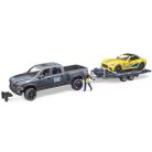 Bruder 02504 RAM 2500 Power Wagon és Roadster Racing Team versenyautó autószállítóval
