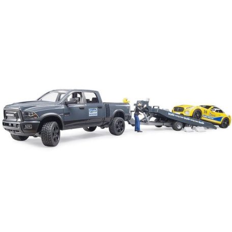 Bruder 02504 RAM 2500 Power Wagon és Roadster Racing Team versenyautó autószállítóval