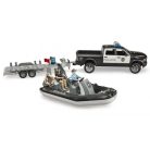 Bruder 02507 Rendőrségi RAM pótkocsival, csónakkal és jelzőfénnyel