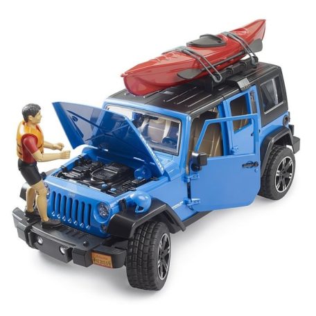 Bruder 02529 Jeep Wrangler Rubicon Unlimited autómodell kajakkal és figurával