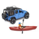 Bruder 02529 Jeep Wrangler Rubicon Unlimited autómodell kajakkal és figurával