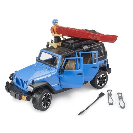 Bruder 02529 Jeep Wrangler Rubicon Unlimited autómodell kajakkal és figurával