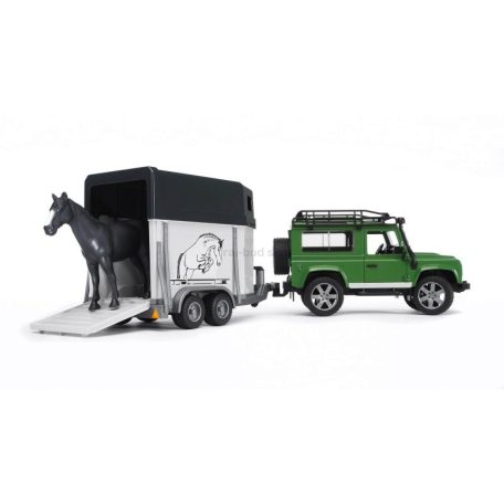 Bruder 02592 Land Rover Defender lószállítóval és lóval