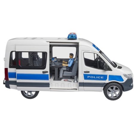 Bruder 02683 Mercedes-Benz Sprinter rendőrautó modell fénnyel és hanggal, rendőr figurával