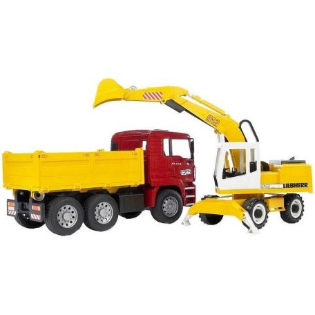 Bruder 02751 MAN teherautó Liebherr lapátos kotrógéppel