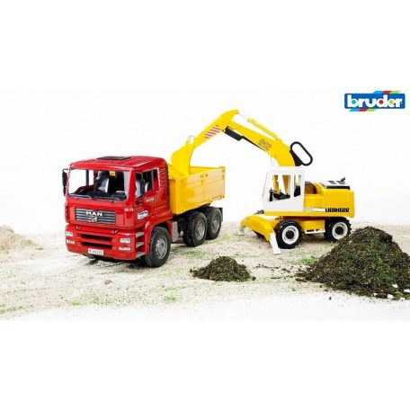 Bruder 02751 MAN teherautó Liebherr lapátos kotrógéppel