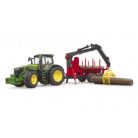 Bruder 3154 John Deere 7R 350 traktor faszállító utánfutóval