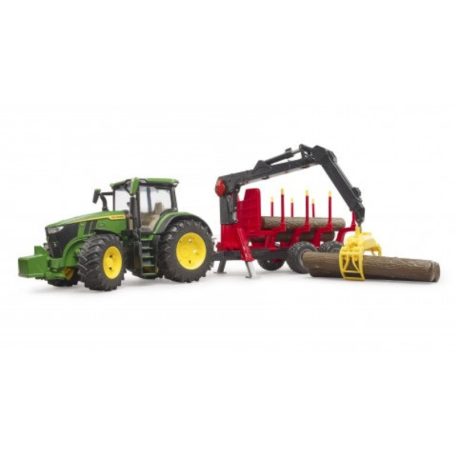 Bruder 3154 John Deere 7R 350 traktor faszállító utánfutóval