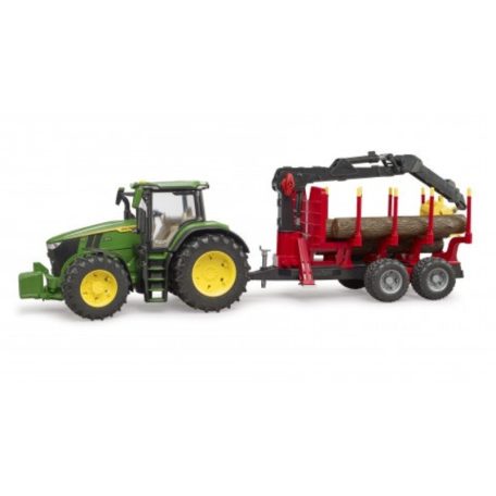 Bruder 3154 John Deere 7R 350 traktor faszállító utánfutóval