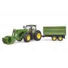 Bruder 3155 John Deere 7R 350 traktor homlokrakodóval és pótkocsival