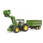 Bruder 3155 John Deere 7R 350 traktor homlokrakodóval és pótkocsival