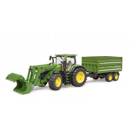Bruder 3155 John Deere 7R 350 traktor homlokrakodóval és pótkocsival