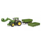 Bruder 3155 John Deere 7R 350 traktor homlokrakodóval és pótkocsival