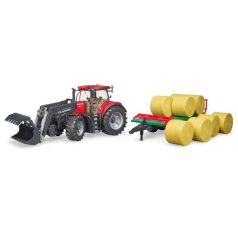   Bruder 03198 CASE IH Optum 300 CVX traktor homlokrakodóval és bálaszállítóval