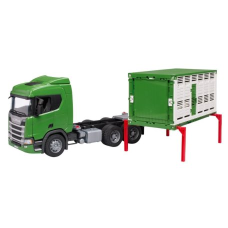 Bruder 03548 Scania Super 560R állatszállító teherautó tehénfigurával