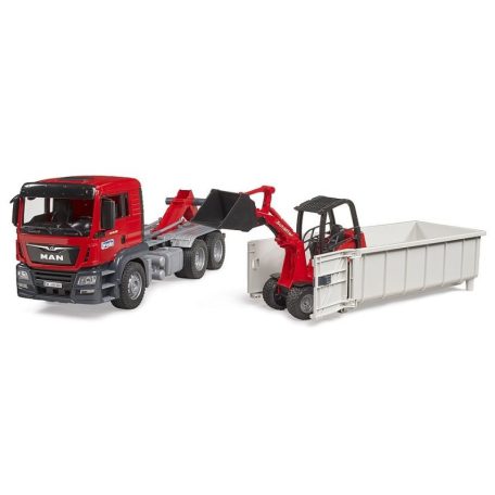 Bruder 03767 MAN TGS tréler konténerrel és Schäffer rakodóval