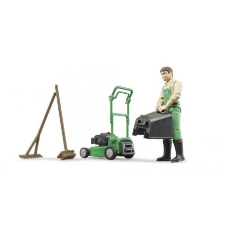 Bruder 62103 Kertész figura fűnyíróval és szerszámokkal