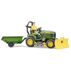   Bruder 62104 John Deere fűnyíró traktor utánfutóval és kertész figurával